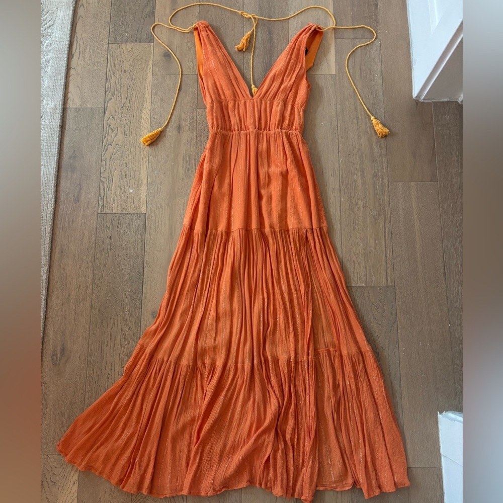 Elegant Orange Maxi Dress